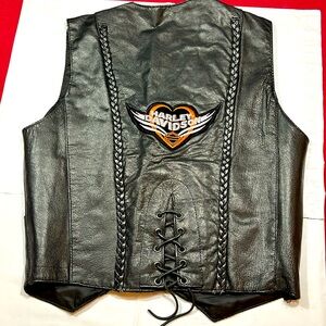 Hot leathers BIKER black Motorcycle leather VEST Harley HD Braided Heart Wings S